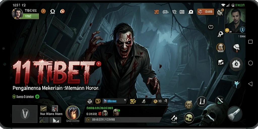 Tangkapan layar utama 11TBET menunjukkan suasana mengerikan dalam gameplay.