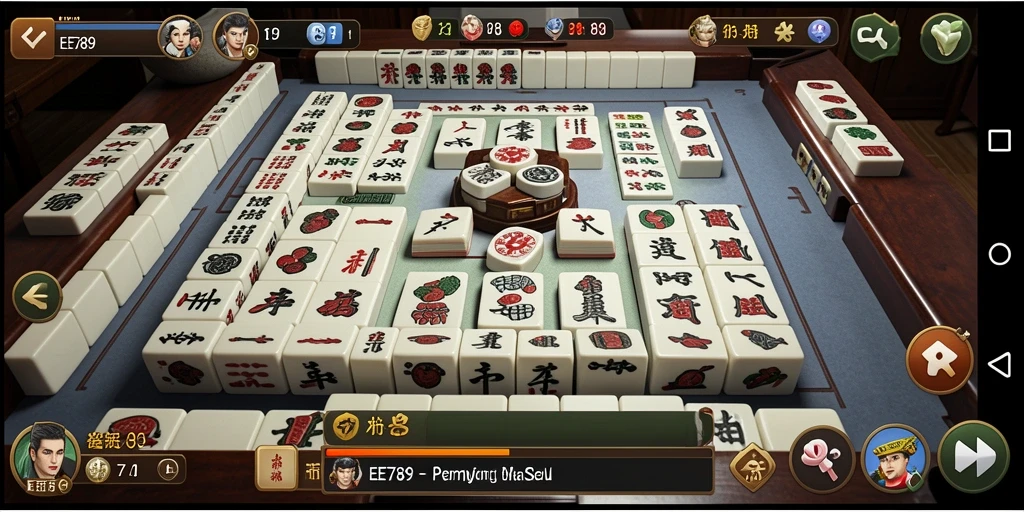 Screenshot utama EE789 menampilkan gameplay Mahjong yang mendebarkan.