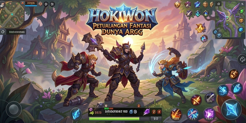 Tangkapan layar utama HOKIWON menampilkan aksi pertarungan yang mendebarkan.