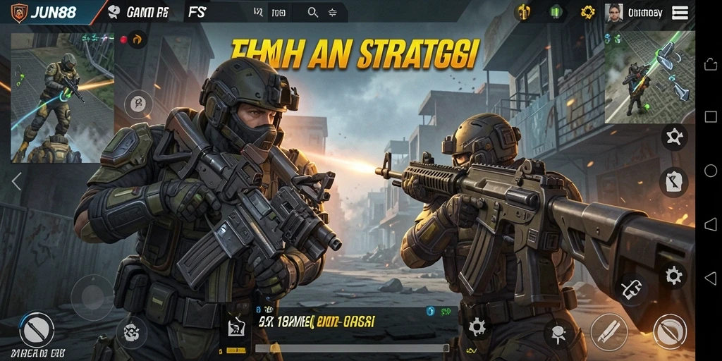 Tangkapan layar gameplay utama JUN88 menampilkan pertempuran yang mendebarkan.