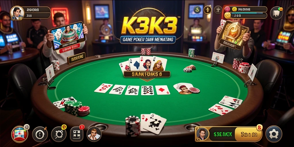 Tampilan gameplay K3K3 menampilkan aksi poker yang intens dan menyenangkan.