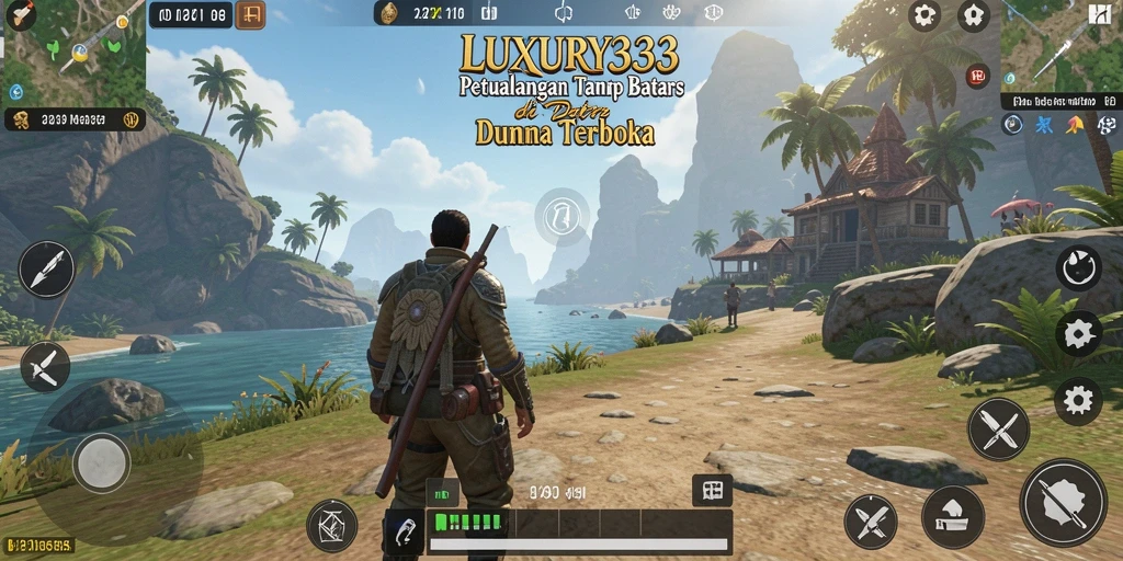 Screenshot gameplay LUXURY333 menampilkan petualangan mendebarkan di dunia terbuka.