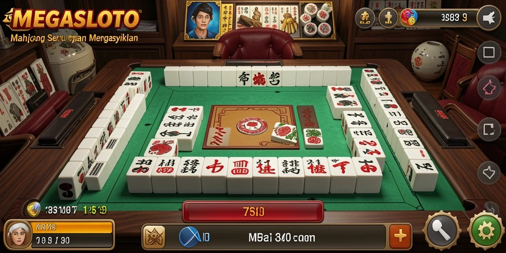 Tampilan gameplay MEGASLOTO yang seru dan menantang dalam Mahjong.