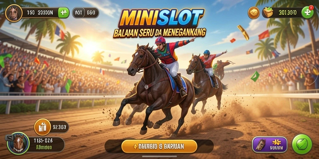 Screenshot gameplay MINISLOT menampilkan arena balapan yang mendebarkan.