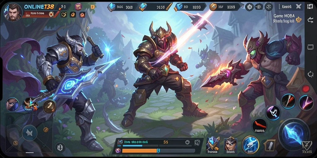 Screenshot menunjukkan momen aksi seru dalam game MOBA.