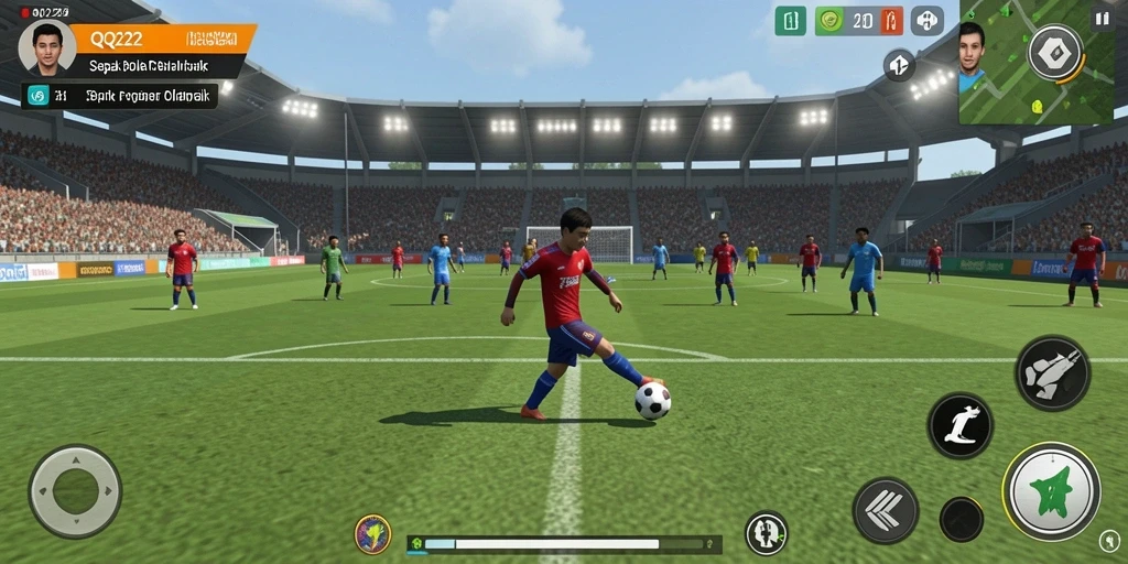 Gameplay QQ222 yang seru dengan aksi sepak bola yang meyakinkan.