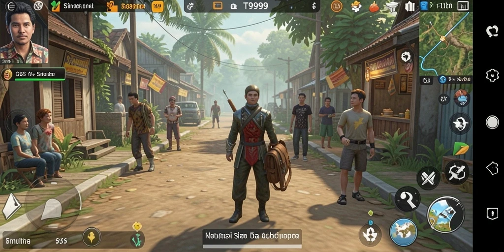 Tampilan gameplay T9999 yang menggambarkan simulasi kehidupan yang realistis.