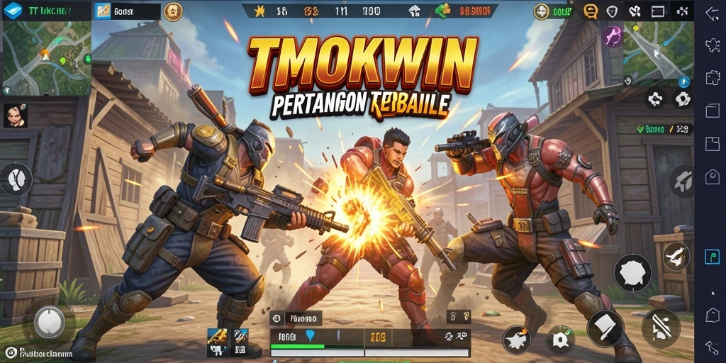 Screenshot gameplay TMOKWIN menampilkan aksi pertempuran yang mendebarkan.