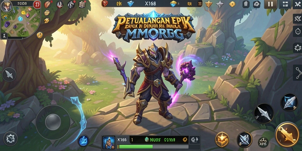 Tampilan gameplay X168 yang menarik dan mendebarkan dalam dunia MMORPG.