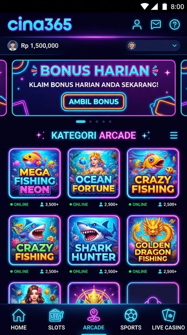 Tampilan antarmuka aplikasi cina365 yang mudah digunakan.